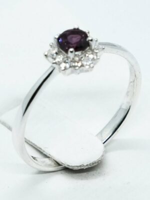 Silver Ring Rhodolite Flower