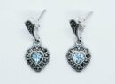 Silver Earring Blue Topaz Heart