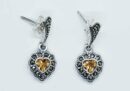 Silver Earring Citrine Heart