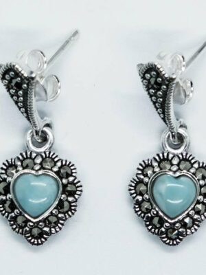 Silver Earring Larimar Heart