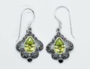 Silver Earring CZ Peridot Pear