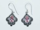 Silver Earring CZ Pink Pear
