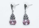 Silver Earring CZ Pink Oval