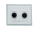 Silver Earring Stud CZ Amethyst