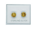 Silver Earring Stud CZ Citrine