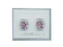 Silver Earring Stud CZ Pink Round