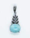Silver Pendant Larimar Oval