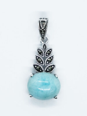 Silver Pendant Larimar Oval