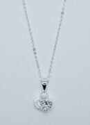 Silver Necklace 2 Hearts CZ