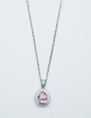 Silver Necklace Pear Pink CZ