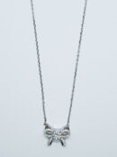 Silver Necklace Bow CZ