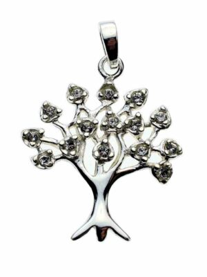 Pendant Silver Tree With Stones