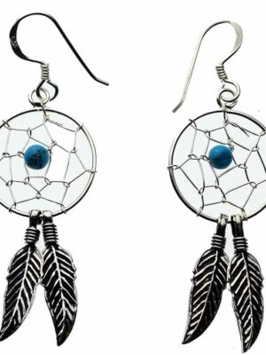 Earring Silver Dream Catcher Turquoise 16mm