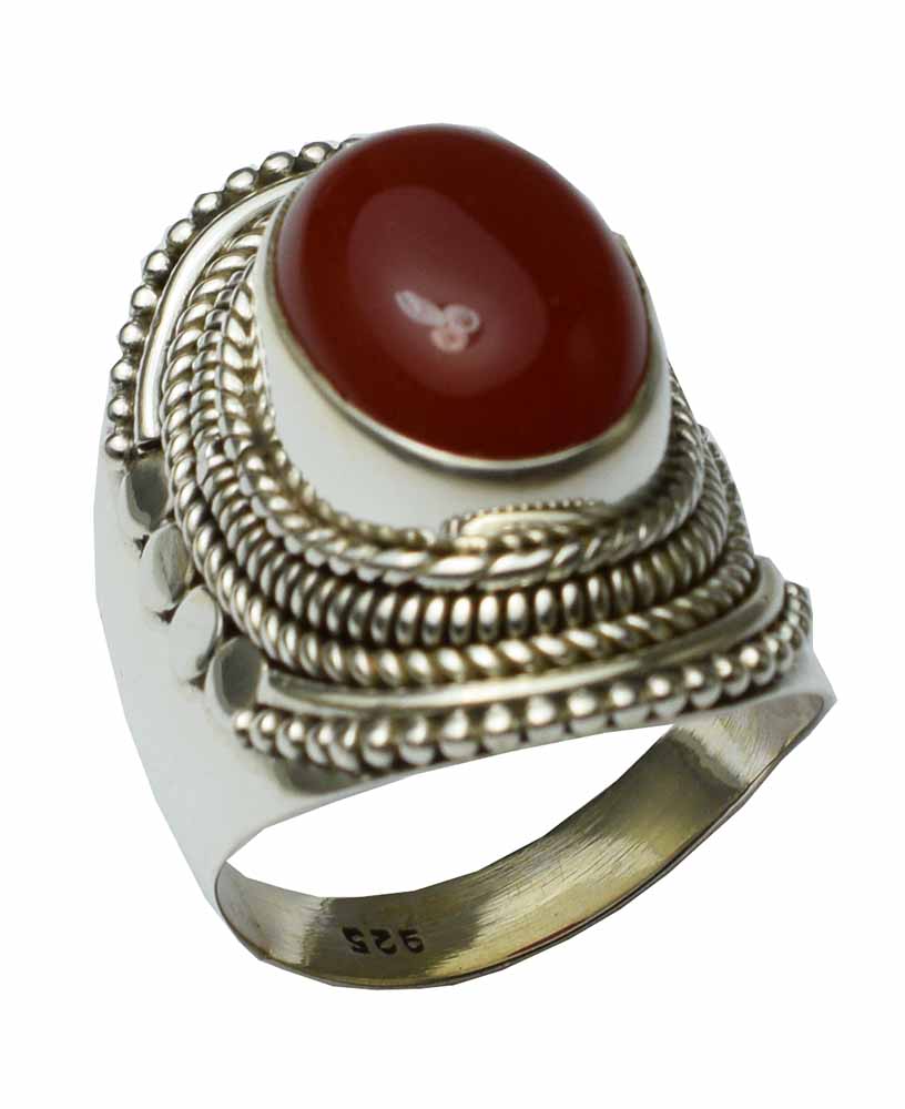 Ring Silver Oval Stone Carnelian