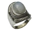 Ring Silver Oval Stone Moonstone