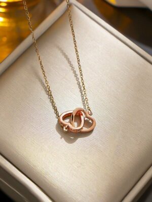 Necklace Rose Double Heart