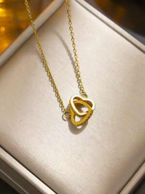 Necklace Gold Double Heart