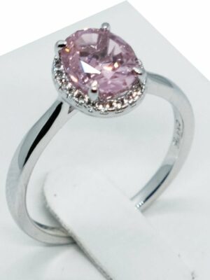 Fashion Ring With Pink Oval CZ