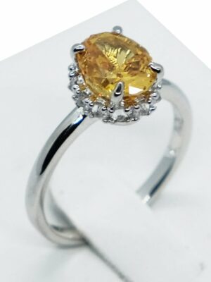 Fashion Ring Yellow Oval CZ