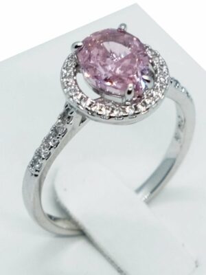 Fashion Ring With Pink Drop CZ