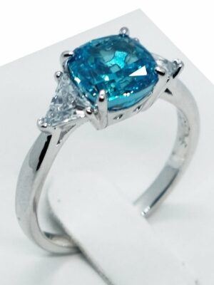 Fashion Ring Blue Square CZ