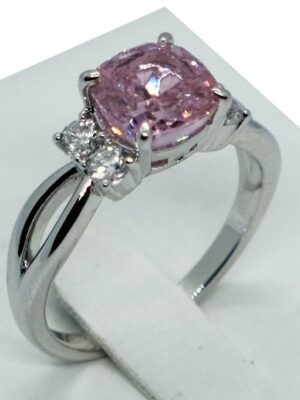 Fashion Ring Pink Square CZ