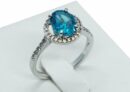 Fashion Ring With Blue Oval CZ