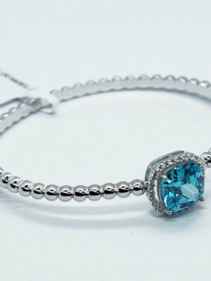 Fashion Bangle Square Blue CZ