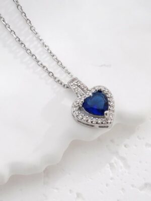 Necklace Heart With Blue Stone