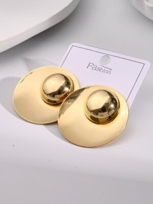 Earring Round Oval Gold Plated