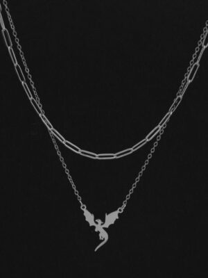 Necklace Dragon Silver Colour