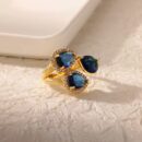 Ring Blue Zircon Gold Plated