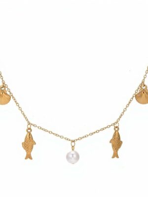 Necklace Shell Fish GoldPlated