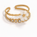 Ring White Flower Gold Plated