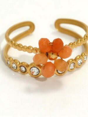 Ring Purple Flower Gold Plated