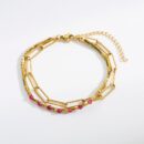 Bracelet Pink Stones Gold
