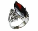 Ring Silver Oval Stone Garnet