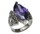 Ring Silver Oval Stone Amethyst