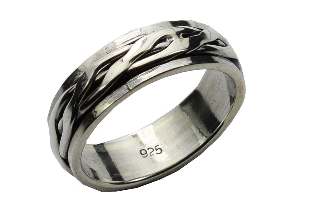 Ring Silver Spinner Rope Design