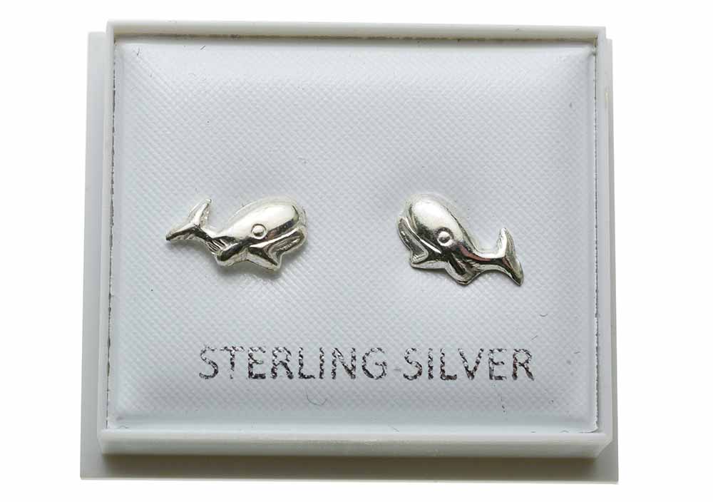 Earring Silver Stud Whale L1cm