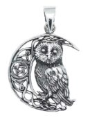 Pendant Silver Owl On Moon Lisa Parker Licensed