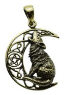 Pendant Bronze Moon Gazing Wolf Lisa Parker Licensed