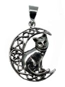 Pendant Silver Cat On Moon Lisa Parker Licensed