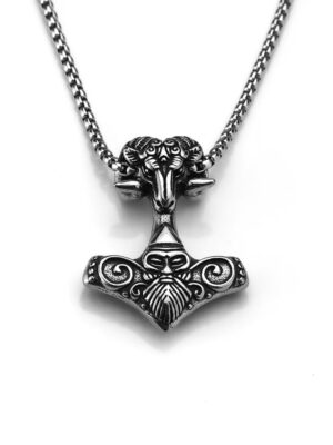 Pendant Steel Thor's Hammer With Ram's Head