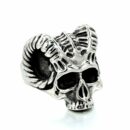 Ring Steel Horned Skull
