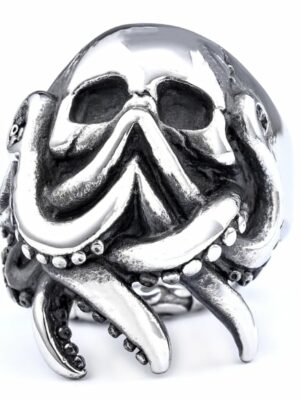 Ring Steel Octopus Skull
