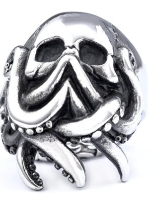 Ring Steel Octopus Skull