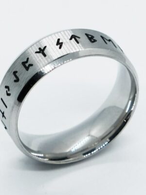 Ring Steel Nordic Runes