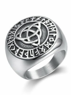Ring Steel Triquetra And Runes