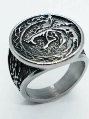 Ring Steel Wolf Head